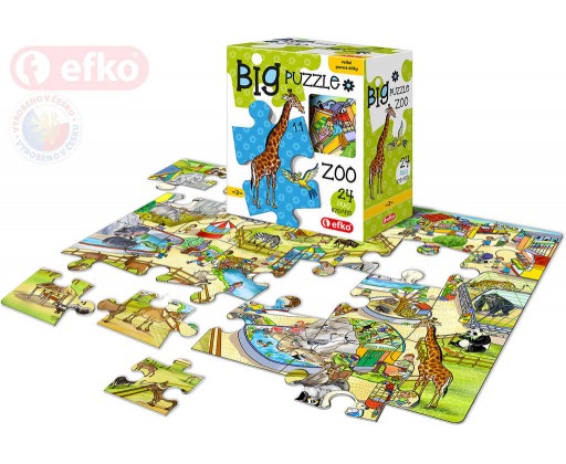 EFKO Baby Puzzle BIG V ZOO velké dílky skládačka set 24 dílků 68x47cm v krabici Efko