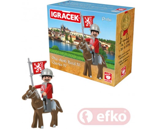 EFKO IGRÁČEK Karel IV. Praha set s koněm a doplňky v krabičce STAVEBNICE Efko