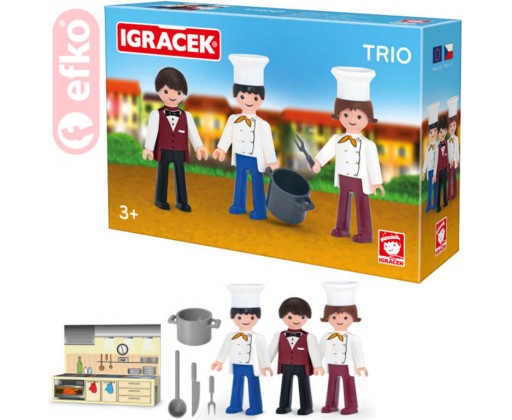 EFKO IGRÁČEK TRIO Vaříme set 3 figurky s doplňky v krabičce STAVEBNICE Efko