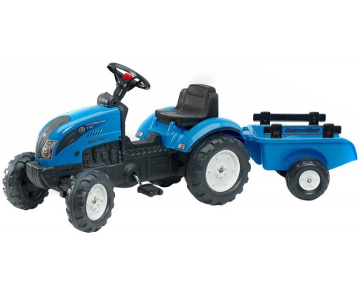 FALK Set baby traktor Landini šlapací Modrý vozítko s klaksonem s valníkem Falk