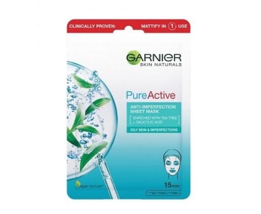 Garnier Hydratační textilní maska proti nedokonalostem obohacená o čajovník a kyselinu salicylovou Skin Naturals Pure Active  23 g Garnier