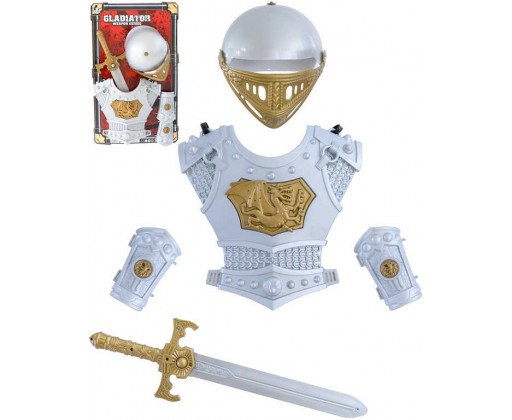 Gladiator sada brnění s mečem a přilbou set 5ks na kartě plast HRAČKY