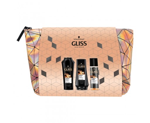 Gliss Ultimate Repair Dárková sada kosmetická taška 3 ks Gliss Kur