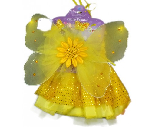 KARNEVAL Šaty žluté princezna s křídly slunečnice *KARNEVALOVÝ KOSTÝM* _Ostatní 1_