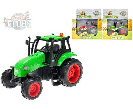 KIDS GLOBE Traktor kovový 12 cm světlo zvuk na setrvačník 3 barvy Kids globe