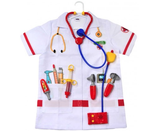 KLEIN Doktorský oblek set bílý plášť + dětské lékařské nástroje Klein