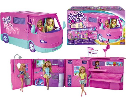 Karavan růžový Sparkle Girlz set obytný vůz skládací s doplňky plast HRAČKY