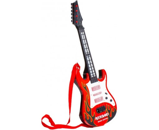 Kytara dětská elektrická 54cm na baterie Světlo Zvuk na kartě plast HRAČKY