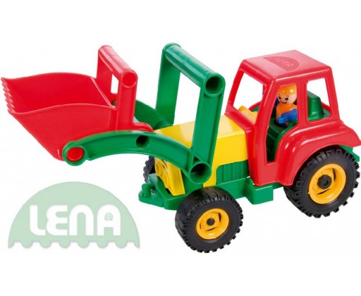 LENA Traktor plastový aktivní se lžící 35cm set s panáčkem 4161 Lena