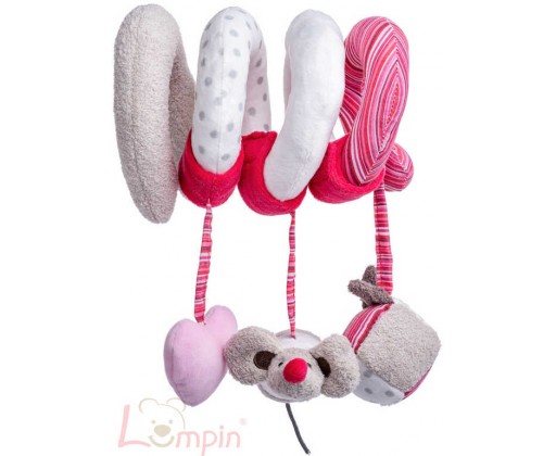 LUMPIN PLYŠ Baby spirála růžová Kočka Angelique s hračkami pro miminko Lumpin