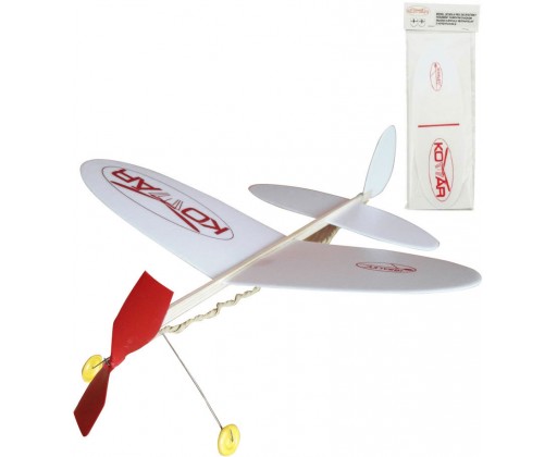 Letadlo Komár na gumu retro soft model polystyren/dřevo 38x31cm v sáčku HRAČKY