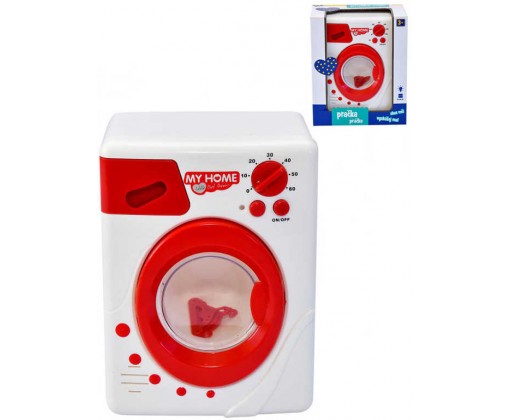 MAC TOYS Pračka dětská automatická červeno-bílá na baterie plast Světlo Mac Toys