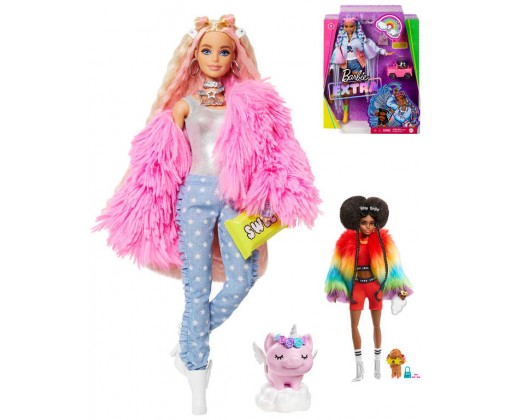 MATTEL BRB Panenka fashion Barbie Extra módní set s mazlíčkem 5 druhů Mattel