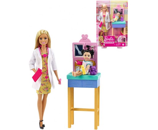 MATTEL BRB Povolání herní set Panenka Barbie doktorka s batoletem a doplňky Mattel