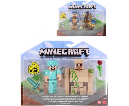 MATTEL Minecraft Set 2 figurky s doplňky 2 druhy plast Mattel