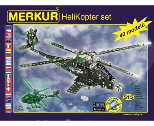 MERKUR Helicopter set 515 dílků *KOVOVÁ STAVEBNICE* Merkur
