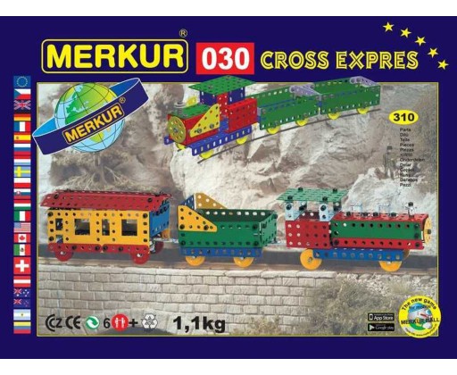 MERKUR M 030 Vláček Cross Expres 310 dílků *KOVOVÁ STAVEBNICE* Merkur