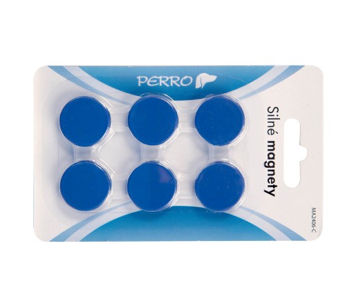 Magnety Perro silné - průměr 24 mm / modré / 6 ks Perro