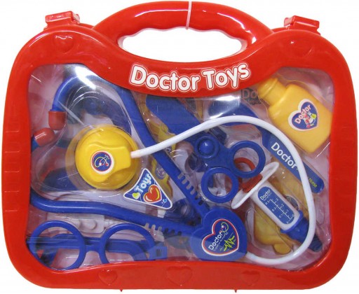 Malý doktor kufřík červený dětské lékařské plastové potřeby sada 13ks HRAČKY