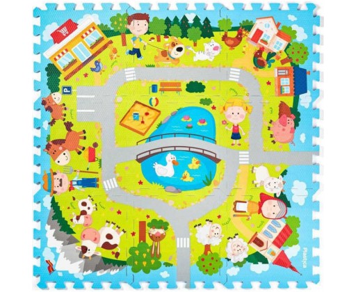 Měkké bloky Vesnice 30x30cm dětské pěnové soft puzzle set 9ks koberec na zem HRAČKY