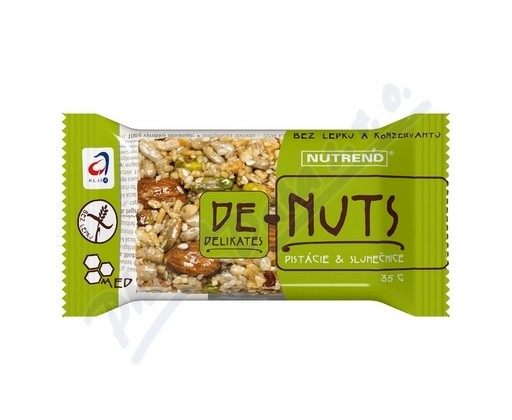 NUTREND DeNuts ořechová tyčinka pistácie+slun.35g Nutrend