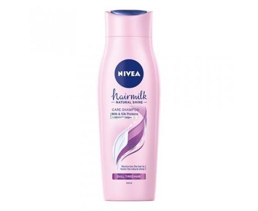 Nivea Hairmilk Shine pečující šampon s mléčnými a hedvábnými proteiny na unavené vlasy bez lesku 400 ml Nivea