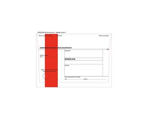 Obálky B6 s dodejkou - s červeným pruhem / 1000 ks Krkonošské obálky