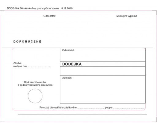 Obálky B6 s dodejkou samopropisovací - bílá / 1000 ks Krkonošské obálky