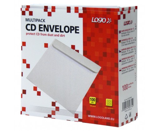 Obálky na CD / DVD - 100 ks / bílá / bez okénka Logo