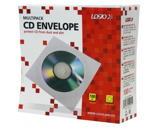 Obálky na CD / DVD - 100 ks / bílá / s okénkem Logo