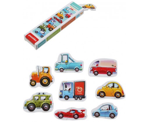 PUZZLIKA Baby puzzle skládačka Dopravní prostředky 8x 2 dílky pro miminka Puzzlika