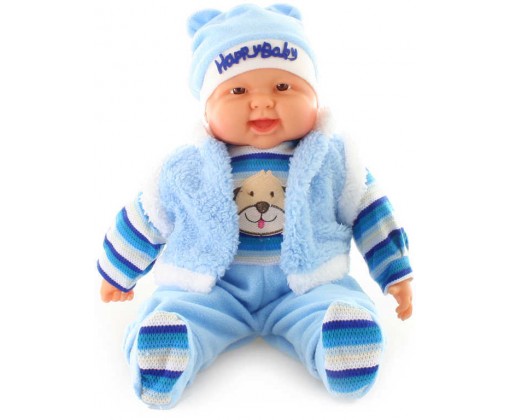 Panenka miminko velké kluk 55cm modrý obleček s pejskem měkké tělíčko HRAČKY