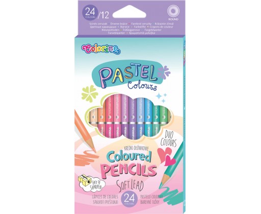 Pastelky trojhranné Colorino PASTEL - oboustranné / 24 barev Colorino