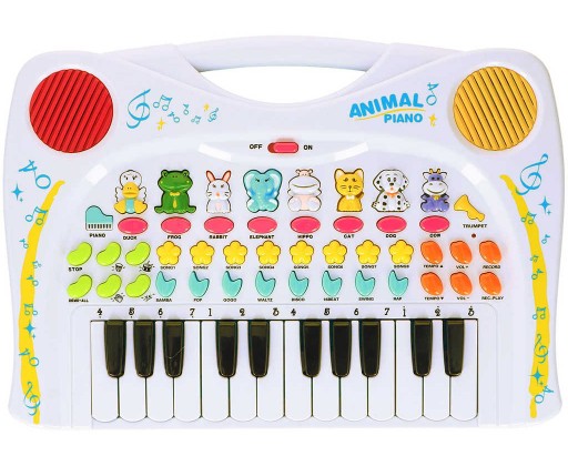 Pianko 38cm dětské klávesy se zvířecími zvuky s nahráváním REC na baterie HRAČKY