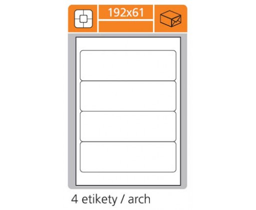 Print etikety A4 pro laserový a inkoustový tisk - 192 x 61 mm (4 etikety / arch ) vhodné na pořadače hřbet 7 cm S+K Label