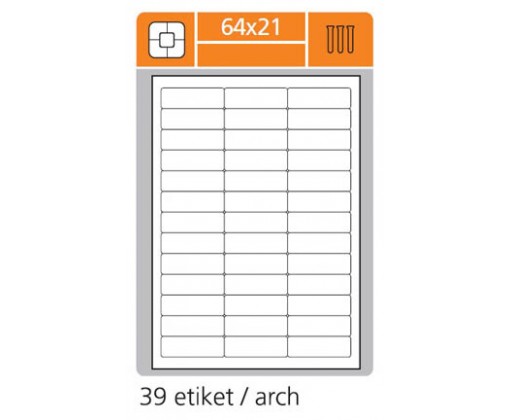 Print etikety A4 pro laserový a inkoustový tisk - 64 x 21 mm (39 etiket / arch) S+K Label