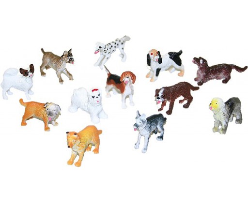 Psi různé rasy plastové figurky 4-5cm set 12ks v sáčku _Ostatní 1_