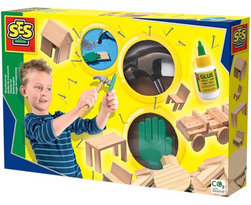 SES CREATIVE DŘEVO Výroba dřevěných hraček kreativní set v krabici SES Creative