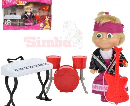 SIMBA Máša a medvěd panenka 12cm muzikantka set s doplňky Simba