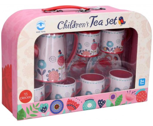 Sada dětské malované nádobí čajový servis kovový 15ks v kufříku _Ostatní 1_