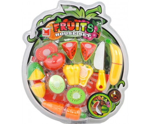 Sada krájecí potraviny ovoce a zelenina na suchý zip set s nožíkem plast HRAČKY