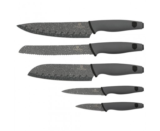 Sada nožů s mramorovým povrchem 5 ks Granit Diamond Line šedá BERLINGERHAUS BH-2111 BERLINGERHAUS