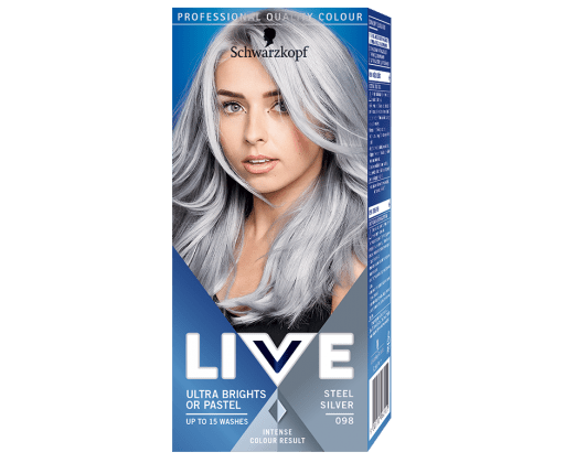 Schwarzkopf Live Ultra Bright or Pastel barva na vlasy Steel Silver 098  50 ml Schwarzkopf Live