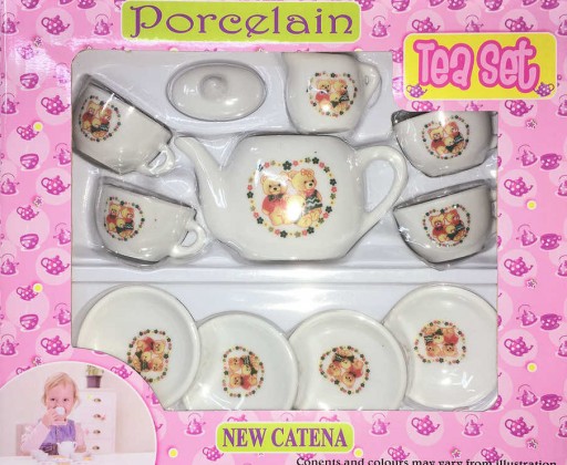Set dětský porcelánový čajový servis s medvídky dětské nádobíčko v krabici HRAČKY
