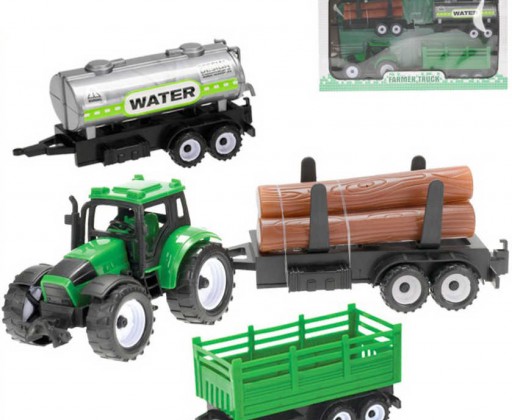 Set traktor na zpětný chod 9cm + 3 vlečky s nákladem dřeva v krabici plast _Ostatní 1_