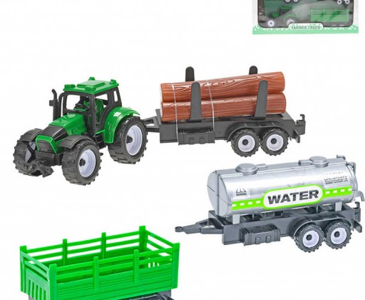 Set zemědělský traktor plastový 12cm + 3 vlečky v krabici _Ostatní 1_