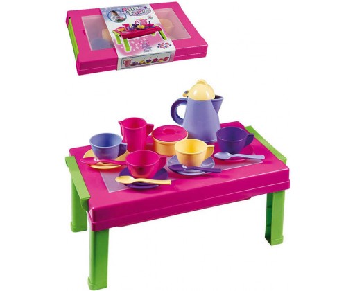 Souprava čajová se stolem 40x25x18cm dětské barevné nádobí set 18ks plast _Ostatní 1_