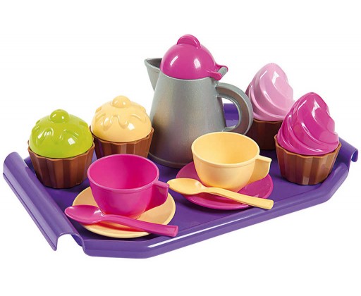 Souprava čajová se zákusky a tácem dětské barevné nádobí set 16ks plast _Ostatní 1_