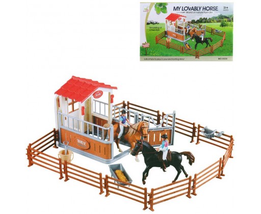 Stáj pro koně herní plastový set s figurkami a koníky v krabici _Ostatní 1_