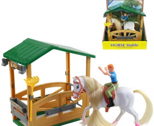Stáj s koněm 25cm a jezdcem herní set plast v krabici _Ostatní 1_